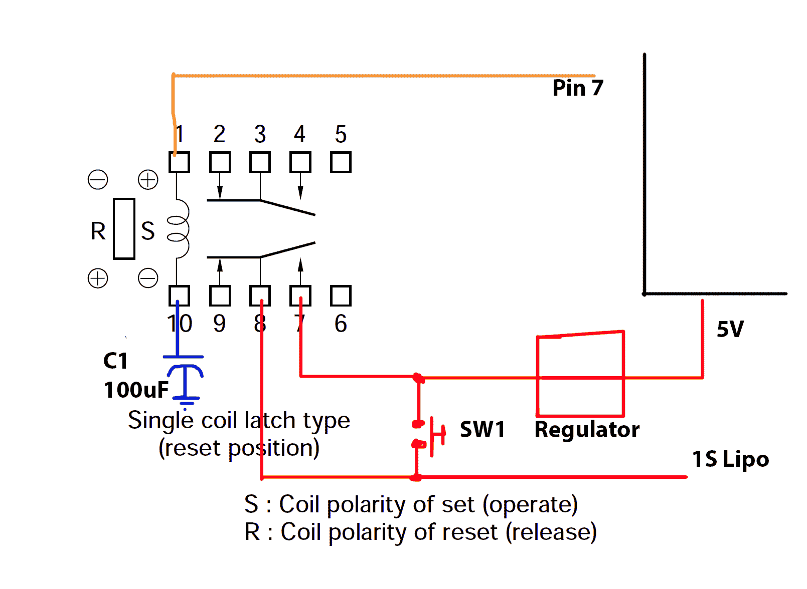 Reset a Single coil latching relay on power-up, how? 8 pin latching relay wiring diagram 